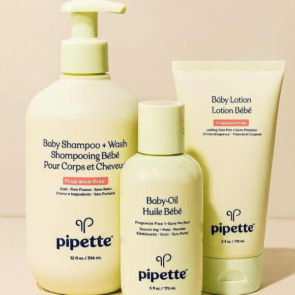 NEW Pipette Baby Skincare Set • Shampoo + Wash, Baby Oil & Baby Lotion - Picture 1 of 1